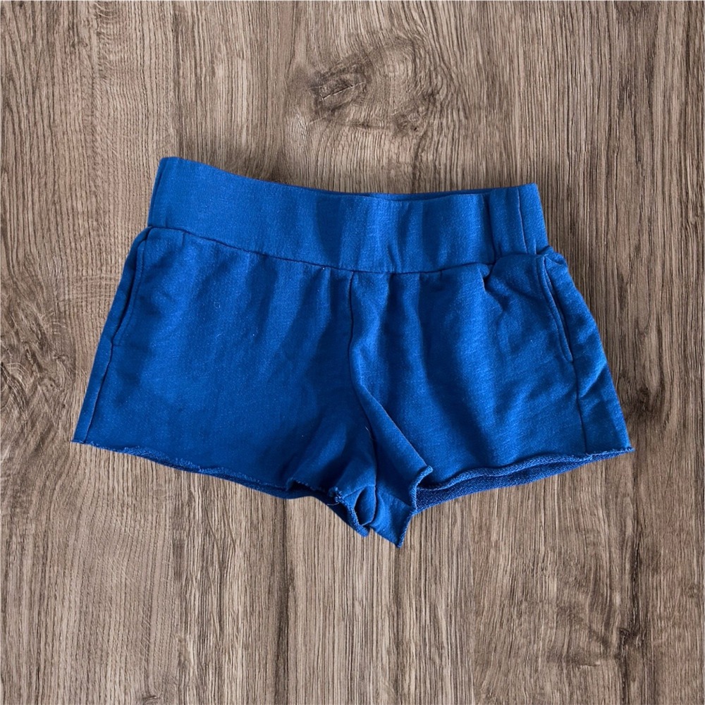 Free People Intimately Shorts Pockets Sz M Blue Terry Cloth Sweat Pull On Lounge